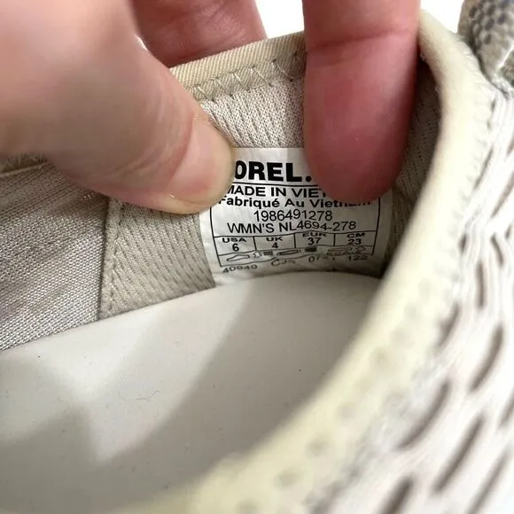 Sorel Kinetic Impact Lace Sneakers Size 6 beige neon yellow