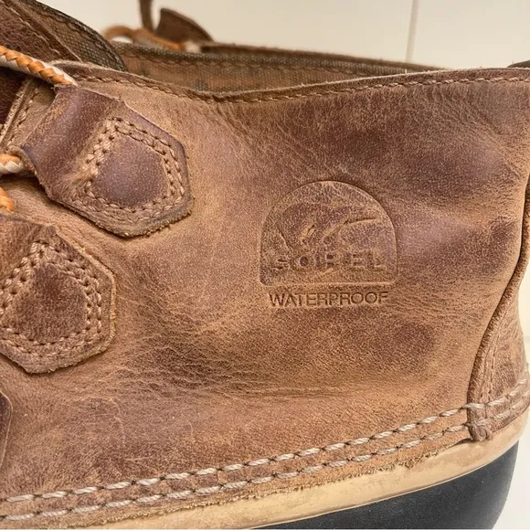 Sorel Leather Rubber Duck Boots Out N About Brown Black Women’s Sz 8