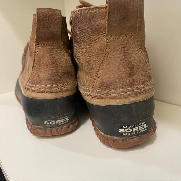 Sorel Leather Rubber Duck Boots Out N About Brown Black Women’s Sz 8