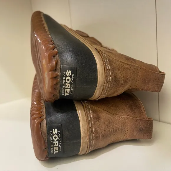 Sorel Leather Rubber Duck Boots Out N About Brown Black Women’s Sz 8