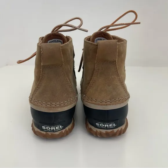 Sorel Out N About Leather Elk Brown Black Lace Up Winter Snow Duck Boots Size 7
