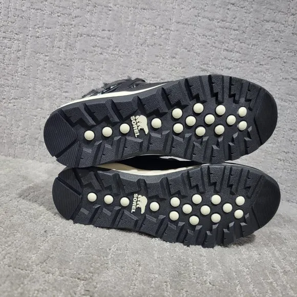 Sorel Whitney Womens Size 5.5 Black Patent Leather Lace Up Snow Boots. NEW