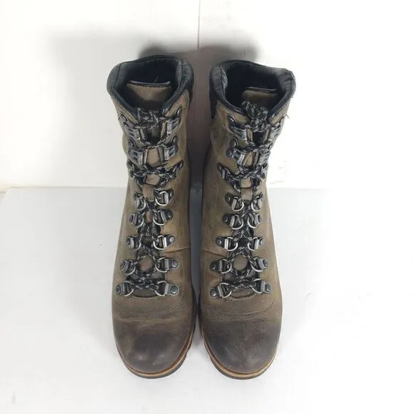 Sorel Women’s Conquest US 8,5 Gray Leather Distressed Wedge Winter Snow Boots