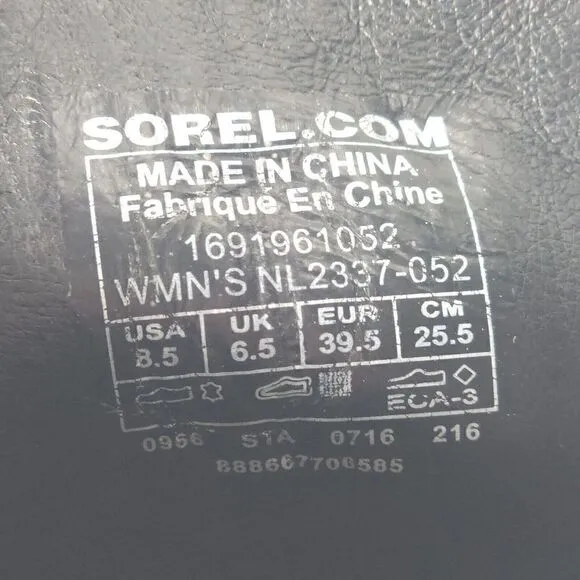 Sorel Women’s Conquest US 8,5 Gray Leather Distressed Wedge Winter Snow Boots