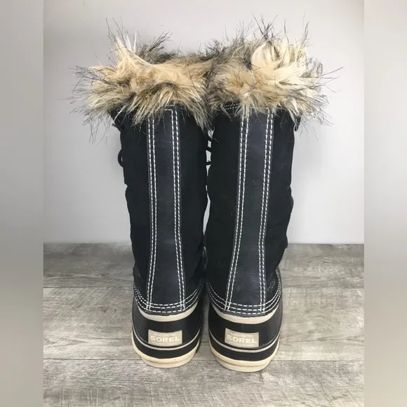 Sorel Womens Joan of Arctic Snow Black Waterproof Leather Boots NL1540 Size 8