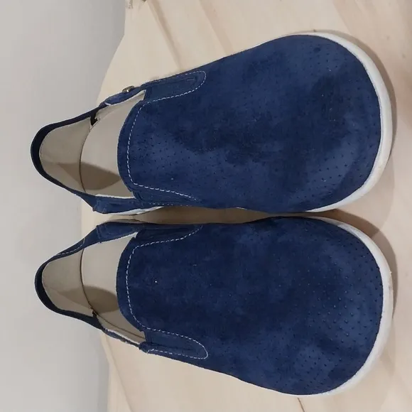 Spenco Siesta Convertible Slip on Shoes Women's Size 8.5 Blue Suede Casual Comfy