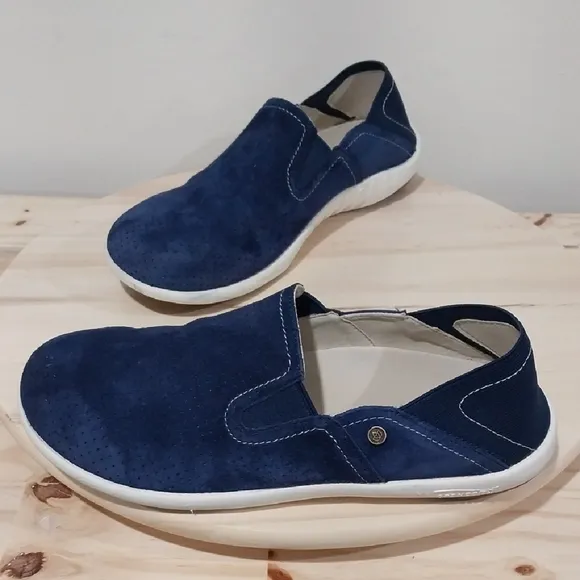 Spenco Siesta Convertible Slip on Shoes Women's Size 8.5 Blue Suede Casual Comfy