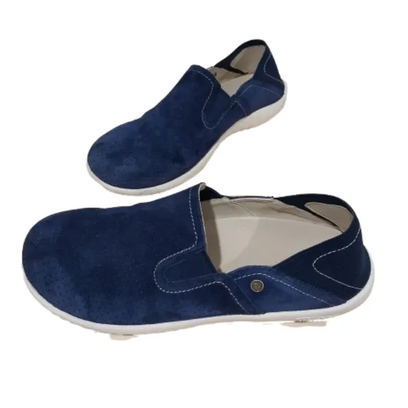Spenco Siesta Convertible Slip on Shoes Women's Size 8.5 Blue Suede Casual Comfy