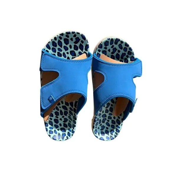 Spenco Women's Kholo Slide Sandal Blue Leopard Size 8 Casual