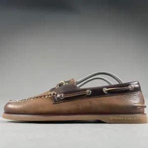 Sperry Gold Cup Men’s Size 9.5 Brown Leather 2 Eye Moc Toe Boat Shoes Casual NEW