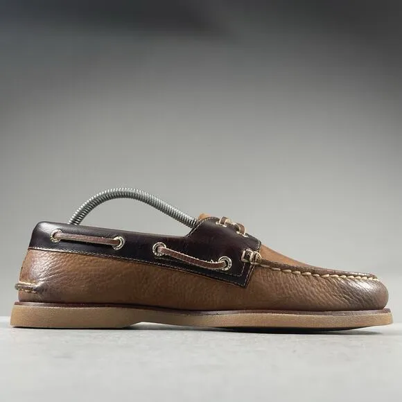 Sperry Gold Cup Men’s Size 9.5 Brown Leather 2 Eye Moc Toe Boat Shoes Casual NEW
