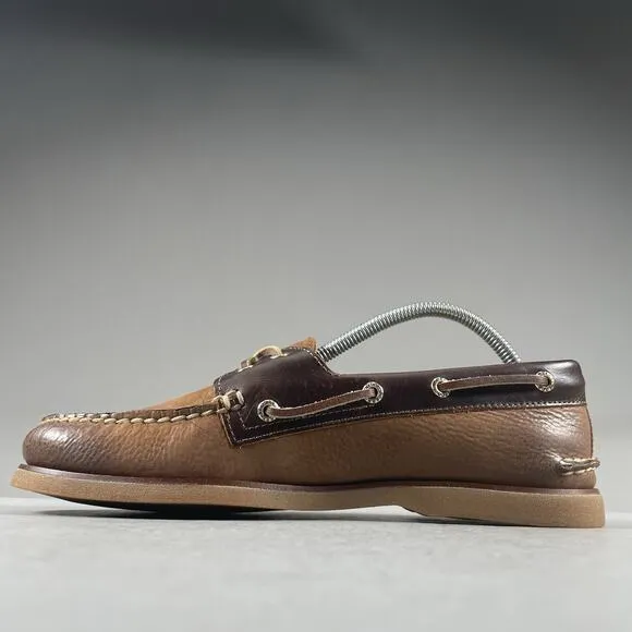Sperry Gold Cup Men’s Size 9.5 Brown Leather 2 Eye Moc Toe Boat Shoes Casual NEW
