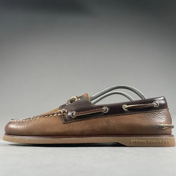 Sperry Gold Cup Men’s Size 9.5 Brown Leather 2 Eye Moc Toe Boat Shoes Casual NEW