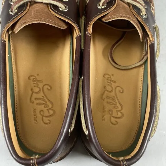 Sperry Gold Cup Men’s Size 9.5 Brown Leather 2 Eye Moc Toe Boat Shoes Casual NEW