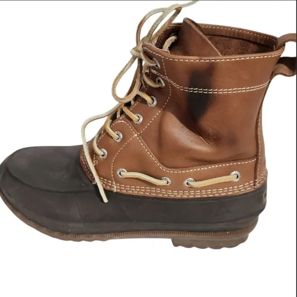 Sperry Top Sider Brown &amp; Black Rain &amp; Snow Boots Duck Boot Mens SZ 10M