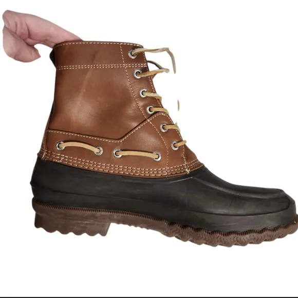 Sperry Top Sider Brown &amp; Black Rain &amp; Snow Boots Duck Boot Mens SZ 10M