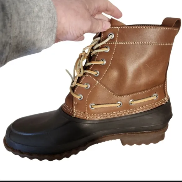 Sperry Top Sider Brown &amp; Black Rain &amp; Snow Boots Duck Boot Mens SZ 10M