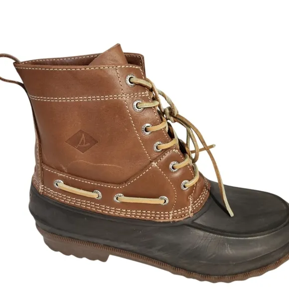 Sperry Top Sider Brown &amp; Black Rain &amp; Snow Boots Duck Boot Mens SZ 10M