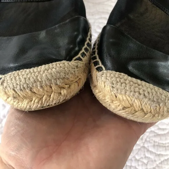 Stella McCartney Black Leather &amp; Mesh Espadrilles Sz 40 US 9.5