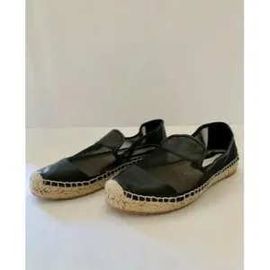 Stella McCartney Black Leather &amp; Mesh Espadrilles Sz 40 US 9.5