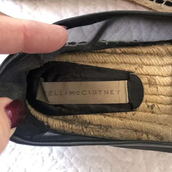Stella McCartney Black Leather &amp; Mesh Espadrilles Sz 40 US 9.5