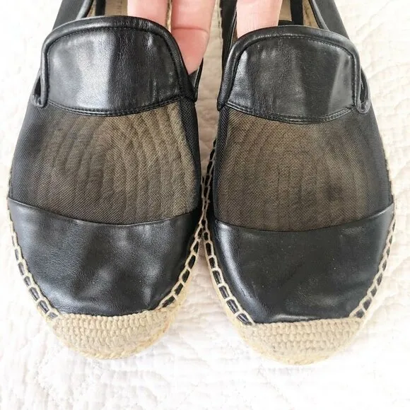 Stella McCartney Black Leather &amp; Mesh Espadrilles Sz 40 US 9.5