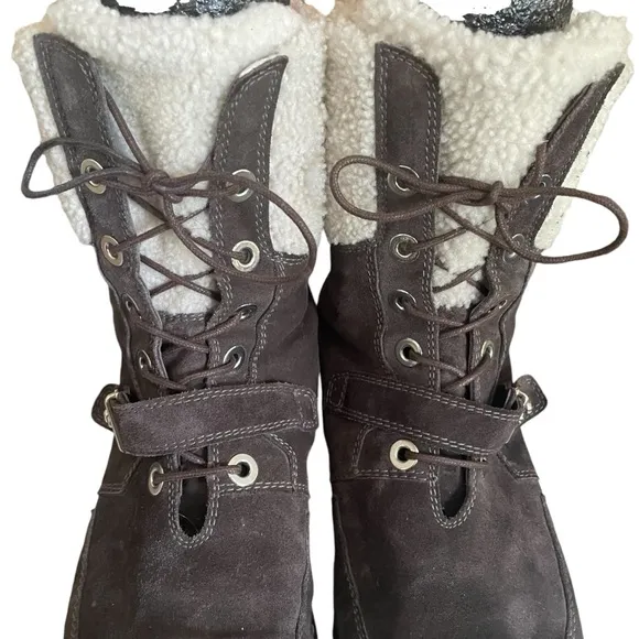 Stuart Weitzman Viking Cold Weather Brown Suede Shearling Luge Boots 7.5 Womens