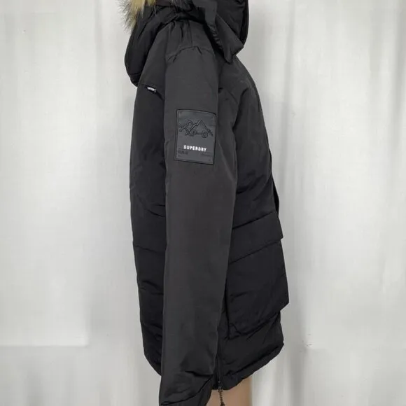 Superdry Unisex XPD Everest Parka Black Size S Hooded Insulated Full Zip Coat