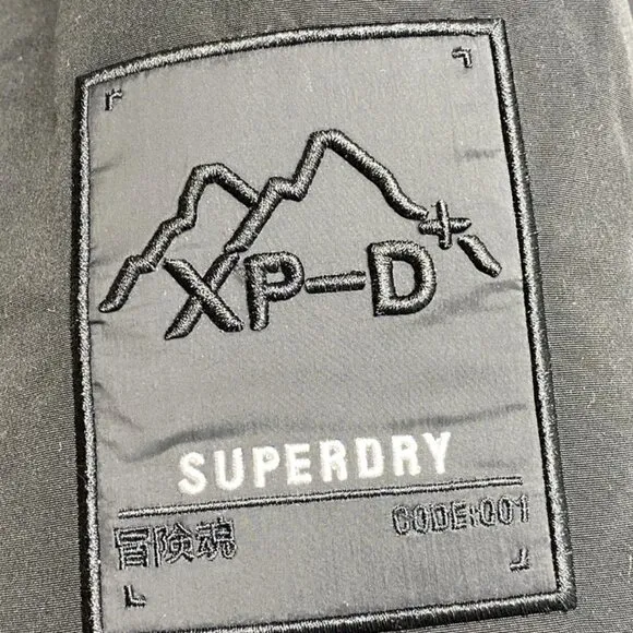 Superdry Unisex XPD Everest Parka Black Size S Hooded Insulated Full Zip Coat