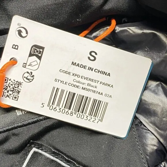 Superdry Unisex XPD Everest Parka Black Size S Hooded Insulated Full Zip Coat