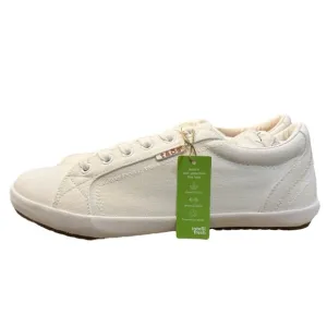 Taos Womens Moc Star Sneaker Size 9.5 White Canvas Lace Up Comfy Walking Shoe