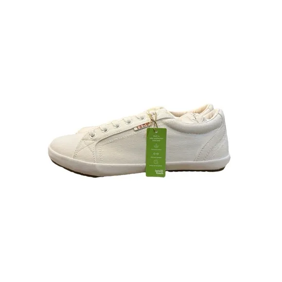Taos Womens Moc Star Sneaker Size 9.5 White Canvas Lace Up Comfy Walking Shoe