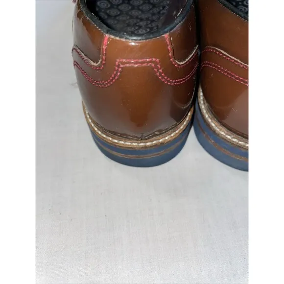 Ted Baker Captoe Dress Shoes Mens Size 9 M Brown Leather Oxfords Block Heels