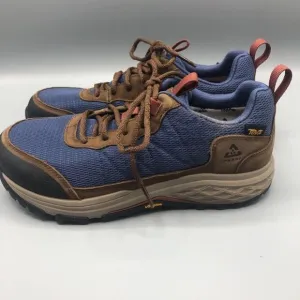 Teva Womens 8.5 Ridgeview Low Hiking Boots Blue Brown Leather Waterproof Lace Up