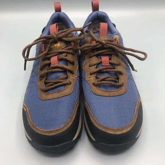 Teva Womens 8.5 Ridgeview Low Hiking Boots Blue Brown Leather Waterproof Lace Up