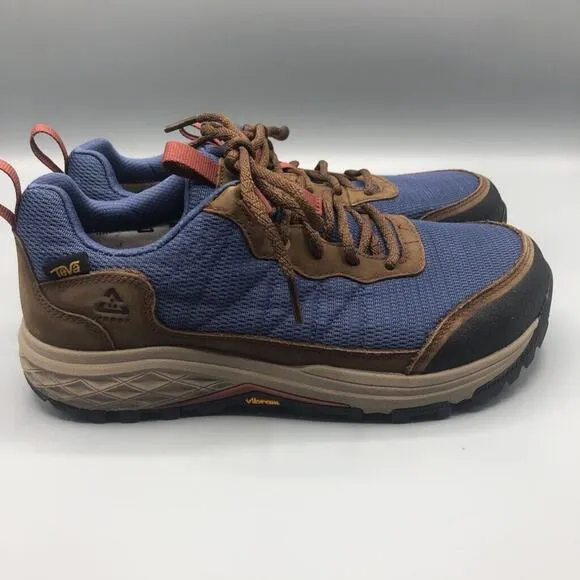 Teva Womens 8.5 Ridgeview Low Hiking Boots Blue Brown Leather Waterproof Lace Up