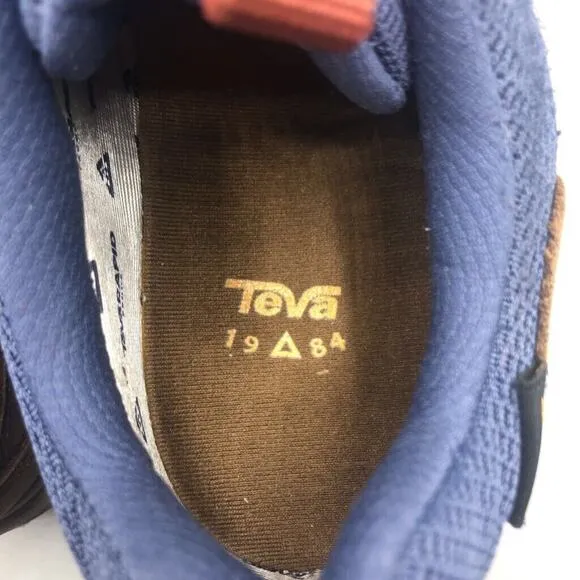 Teva Womens 8.5 Ridgeview Low Hiking Boots Blue Brown Leather Waterproof Lace Up