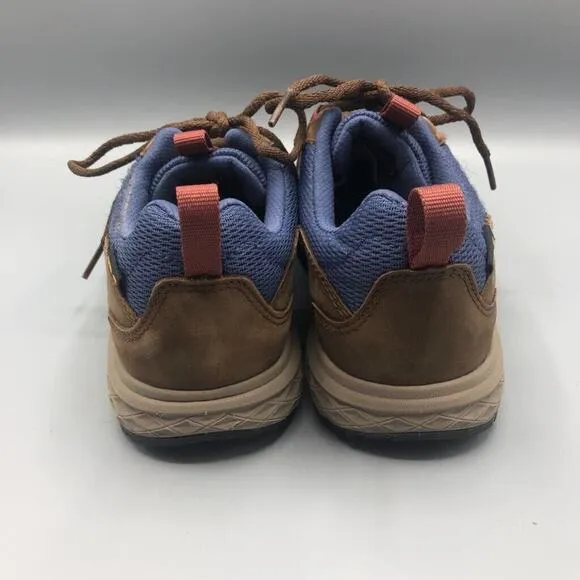 Teva Womens 8.5 Ridgeview Low Hiking Boots Blue Brown Leather Waterproof Lace Up