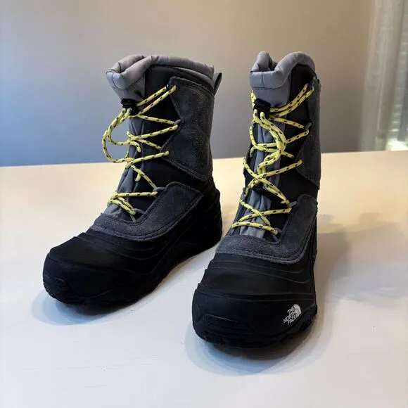 The North Face Alpenglow V Waterproof Gray‎ Black Winter Snow Boots US Size 5