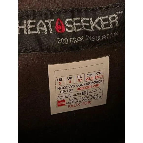 The North Face Girls Suede Heat Seeker 200 Gram Insulation Winter Snow Boots 5