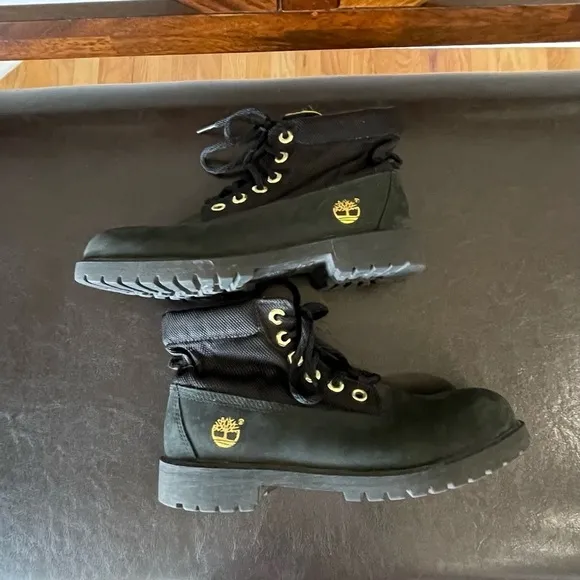 Timberland boots in a size 5 black and gold
