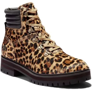 Timberland NWOB A2GCR Brown &amp; Black Leopard Print London Square Combat Boots 7.5