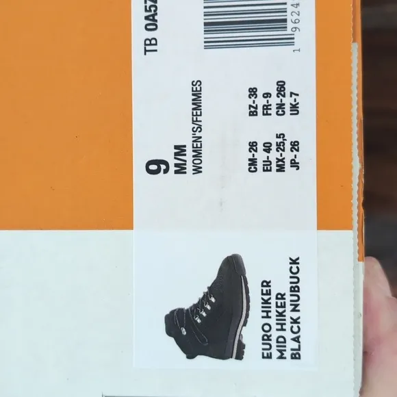 Timberland womens Euro Hiker Mid Black Hiking Boots