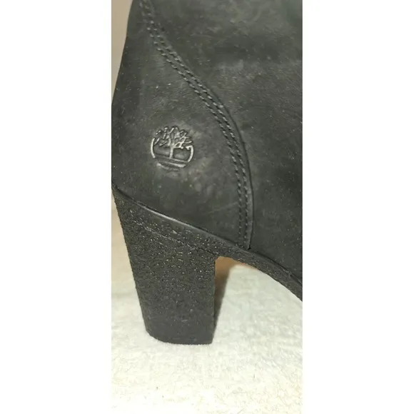 Timberland Women's Tillston High Heel Black Leather Boots Style Sz 8.5
