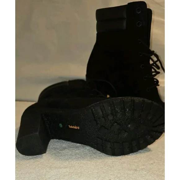 Timberland Women's Tillston High Heel Black Leather Boots Style Sz 8.5