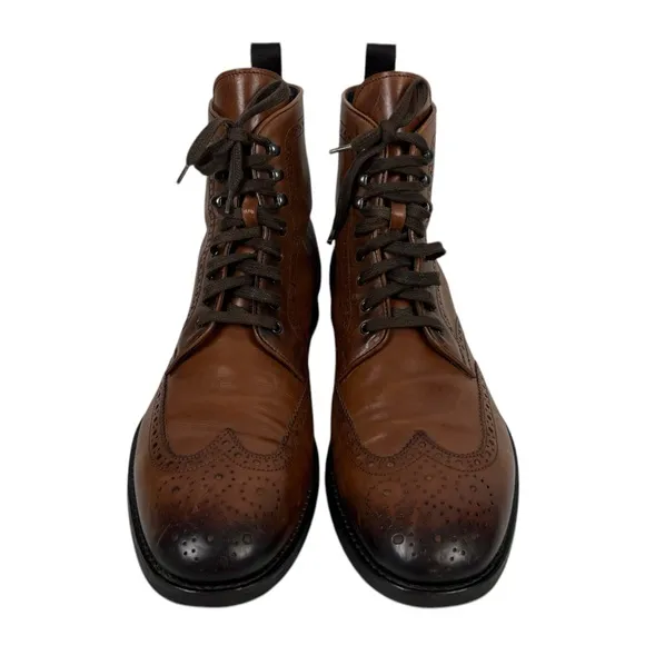 To Boot New York Mens 10.5 Dress Boots Brown Leather Wingtip Ankle Distressed