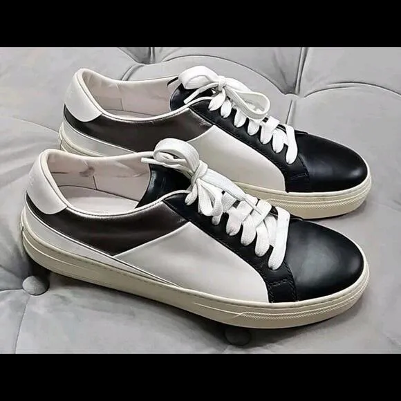Tod's Black White Silver Leather Sneakers Flats Womens Athletic Shoes 38.5 8.5