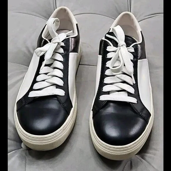 Tod's Black White Silver Leather Sneakers Flats Womens Athletic Shoes 38.5 8.5