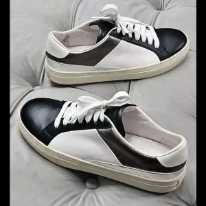 Tod's Black White Silver Leather Sneakers Flats Womens Athletic Shoes 38.5 8.5
