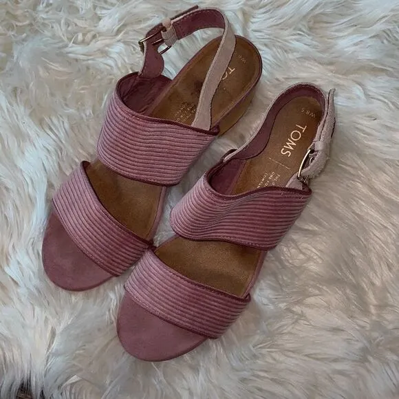 Toms Poppy Mauve Corduroy Sandals